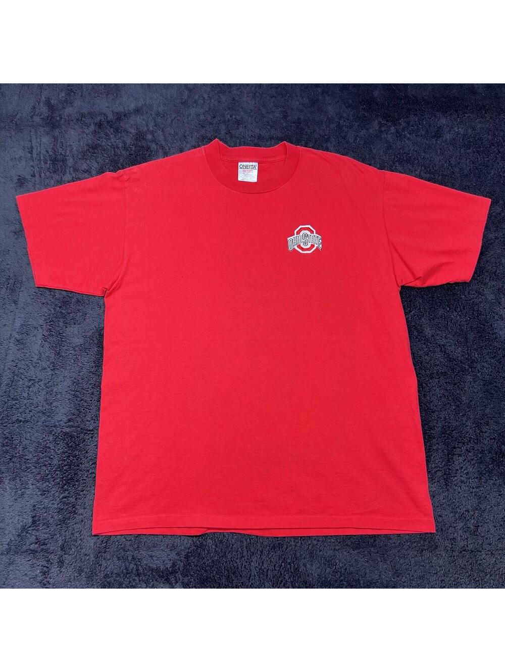 Vintage 90S Ohio State Buckeyes Football University Embroidered Red Tee Sz XL